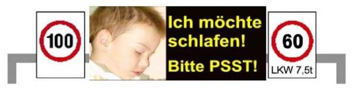 Figura 4.6 Esempio di cartellonistica più efficace in Germania, Voglio dormire! Per favore PSST!
