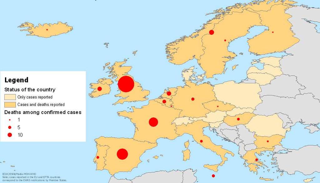Stima dell impatto della pandemia: nella tabella seguente viene stimate la pandemia influenzale nei 27 Paesi dell Unione Europea (considerando 5 milioni di residenti).