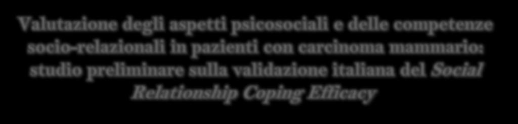 socio-relazionali in pazienti con carcinoma mammario: