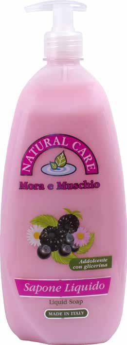 SAPONE LIQUIDO Grazie alla sua specifica formulazione ricca di glicerina, il sapone liquido della linea Natural Care deterge, idrata e profuma delicatamente ogni tipo di pelle.
