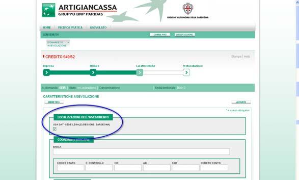 2.5 Richiesta agevolazione - Caratteristiche dell agevolazione La prima operazione che devi effettuare all interno della