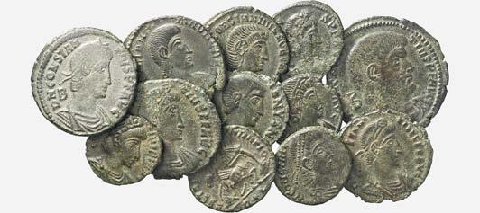 5497 Lotto di 12 bronzetti di Costante (2), Magnenzio, Costanzo Gallo, Giuliano II e Costanzo II (6) - Lotto di 12 monete med.