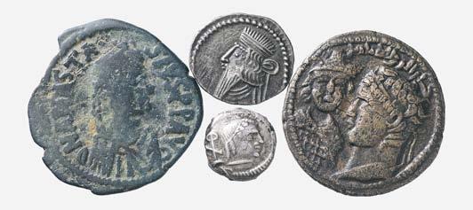 monete med. MB 120 5561 Follis di Giustiniano (4) assime a 2 bronzetti e 2 hystamenon in AG - Lotto di 8 monete med.