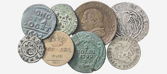 5784 BRINDISI - Denaro di Federico II (2) assieme a denaro di Messina (2), follaro di Salerno e frazioni di follaro (2) da classificare - Lotto di 7 monete med.