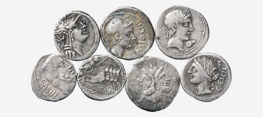 di Adriano - Lotto di tre monete MB BB 120 5361 Lotto di 5 denari diversi MB qbb 100 5362 Lotto di 7 denari diversi da