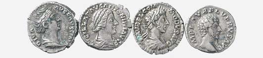 BB 110 5403 Denario di Settimio Severo assieme a tre monete da classificare - Lotto di 4 monete med. MB 60 5397 Denario di Domiziano (2) assieme a Vespasiano (3) - Lotto di 5 monete med.