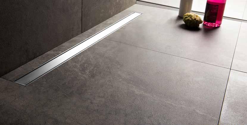 50 Sottile cornice di acciaio inox Tecnica WPS - Flangia flessibile premontata Spessore piastrelle 7 - mm Sottile cornice di acciaio inox satinato e impermeabilizzazione garantita.