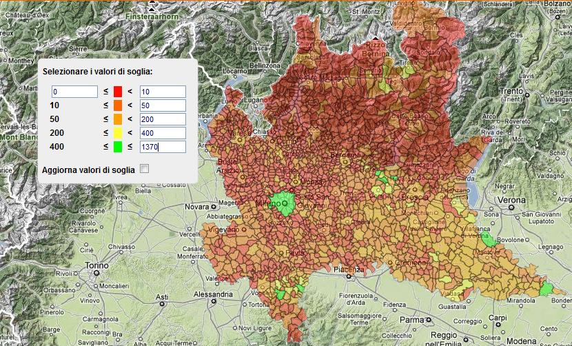 Mappa Avviamenti Regione Settore Agricoltura Avviamenti : Anno 2010 Comune Sermide (MN) Erbusco (BS) Capriolo