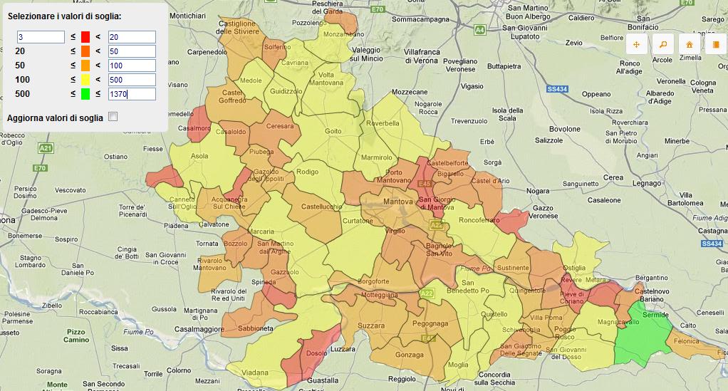 Mappa Avviamenti Settore Agricoltura Avviamenti : Anno 2010 Comune Sermide