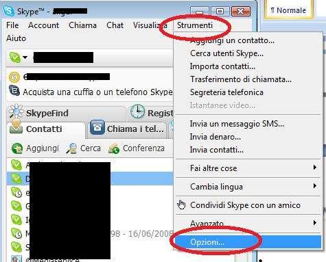 5. NOTA IMPORTANTE PER CHI USA SKYPE L utilizzo di Skype installato come default è