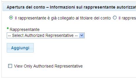 (per conoscere questo codice un rappresentante di quel titolare deve fare click su Visualizza dati in corrispondenza di uno dei conti già attivi e selezionare l etichetta Dati conto : il codice si