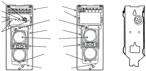 Barriera ad infrarossi a doppio raggio codificabile FBX60D - FBX120D FBX180D FBX240D 1 Descrizione del prodotto Regolazione tempo di intervento LED segnale LED allarme LED power Morsetti per