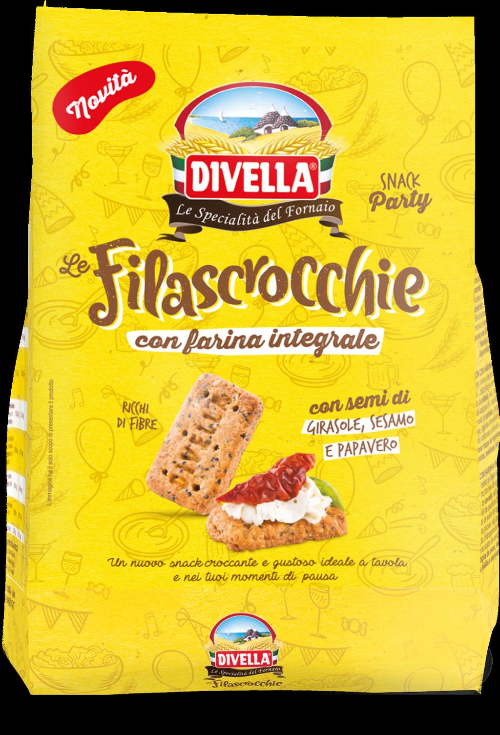 FILASCROCCHIE 280 g CROSTINO CON FARINA INTEGRALE: 52%, olio di semi di girasole, mais (farina di mais 89%,