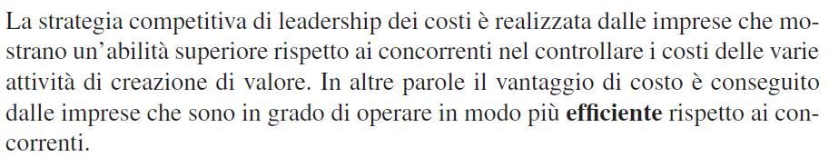 Un'impresa ha un vantaggio di costo se i