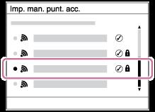 Impostazione di una LAN wireless: Imp. man. punt. acc. È possibile registrare manualmente il punto di accesso.