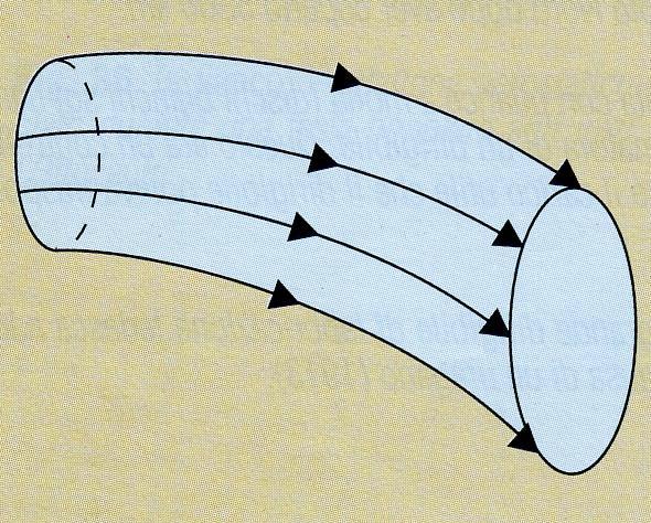 MOTO IN CONDIZIONI STAZIONARIE le linee di corrente che passano per i punti di una linea chiusa, tracciata nell interno di un condotto, formano un tubo di flusso; il fluido che passa