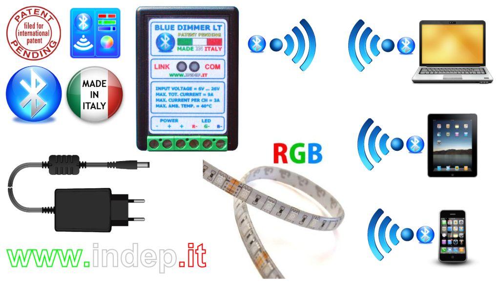 Il modulo dimmer è fornito di 3 canali singolarmente configurabili, ognuno dotato di un modulatore in PWM a 256 livelli di tensione, con possibilità quindi di impostare un dutycycle da 0% al 100% con