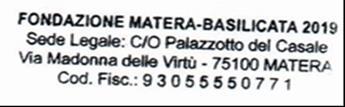 DELIBERAZIONE N. 4 Seduta del CdA del 16 febbraio 2018 OGGETTO: Approvazione del marchio/logotipo della Fondazione Matera Basilicata 2019, del Manuale e del Regolamento di utilizzo.
