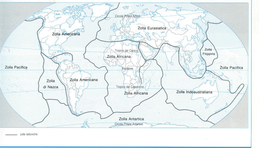 3 13 5) Osserva il cartogramma delle placche e inserisci la risposta giusta alle domande. a) Da che cosa è composta in prevalenza la placca eurasiatica?