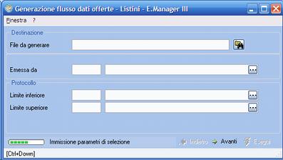 Generazione flusso dati offerte Generazione del flusso dati riguardanti le offerte per l invio ad una filiale.