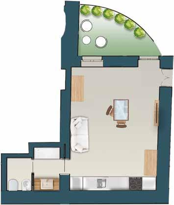 DIACoNo 2 GUESTS 24 mq Groundfloor studio apt, living room with king size sleeper sofa with orthopaedic mattress, full kitchen with electric stove, fridge, dishwasher, microwave, toaster, coffee