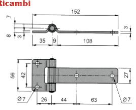 piccola 60mm NMR182 Cerniera sportell.