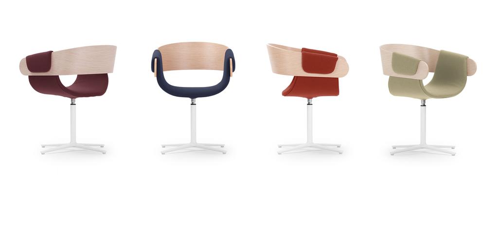 KAY Leonardo Rossano La sedia girevole Kay, disegnata da Leonardo Rossano per True Design, nasce dall unione di due semplici scocche in compensato curvato.