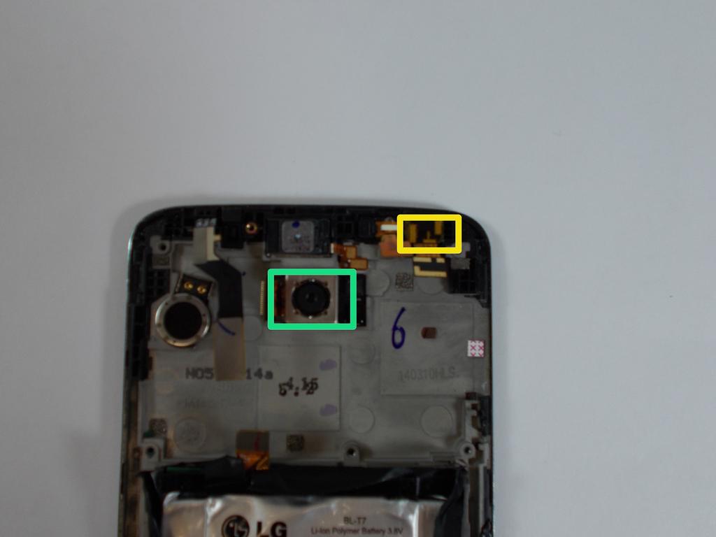 la fotocamera anteriore e posteriore del LG G2.