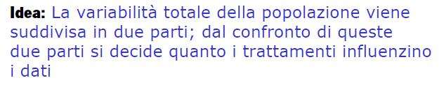 y y y y y y livelli y y y y y y 11 1n 1 21 2n 2 a1 an a 1 2 Varianza campionaria di yutte le osservazioni Varianza campionaria dei trattamenti