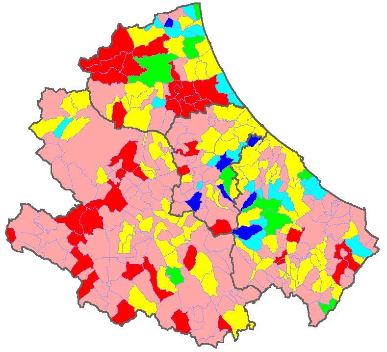 La produzione di rifiuti regionale: Il livello di RD (4/5) Anno 2008 % RD Abruzzo : 21,98% 2008 2007 % RD 6 39 COMUNI 56 % RD