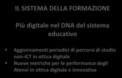 performance degli Atenei in ottica digitale e innovativa Il SISTEMA DELLE IMPRESE Ruolo