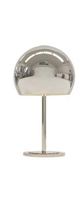 Boden- oder Tischleuchte mit kugelförmigem Schirm aus Aluminium oder Stahl. Bis zu vier Größen erhältlich. Tisch- und Bodenversion mit Stahlfuß.