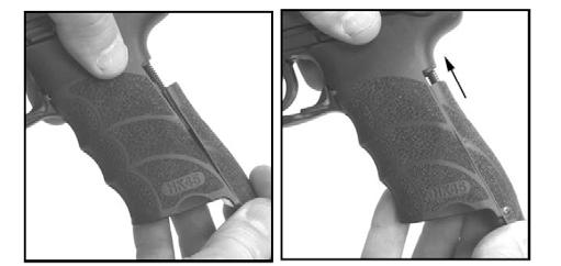 Applicate il dorsalino di ricambio sulla parte posteriore dell impugnatura, circa 25 mm al di sotto della posizione che occupa quando è