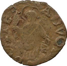 475. Mezzo denaro, 1637-1660 ca. Rame g 0,92 mm 15,99 inv. SS-Col 594540 D/ (dal basso a s.