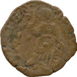 476. Mezzo denaro, 1637-1660 ca. Rame g 0,90 mm 16,00 inv. SS-Col 594543 D/ (dal basso a s.) S CATER ADV [.
