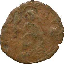 478. Mezzo denaro, 1637-1660 ca. Rame g 0,63 mm 15,78 inv. SS-Col 594551 D/ (dal basso a s.) [...] CA [.