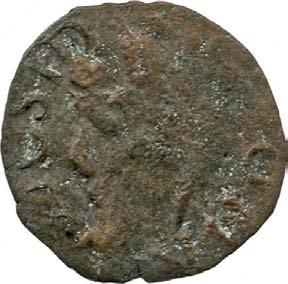 483. Mezzo denaro, 1637-1660 ca. Rame g 0,75 mm 15,64 inv. SS-Col 594644 D/ (dal basso a s.) [...] POSID [.