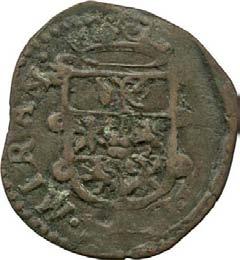 384. Quattrino, 1637-1691 Rame g 1,97 mm 21,35 inv. SS-Col 594602 D/ [.