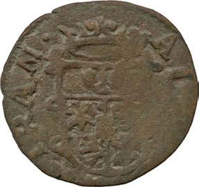 387. Quattrino, 1637-1691 Rame g 1,73 mm 19,60 inv. SS-Col 594503 D/ AL [.