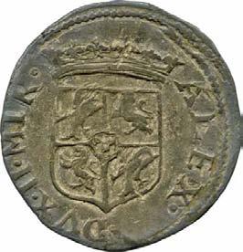 407. Lira, 1649 Mistura g 4,13 mm 29,37 inv. SS-Col 594557 D/ ALEX PI DVX II MIR Stemma Pico coronato R/ (dal basso a s.) (rosetta) SANCTA (rosetta) AGATA (rosetta) Sant Agata stante a s.