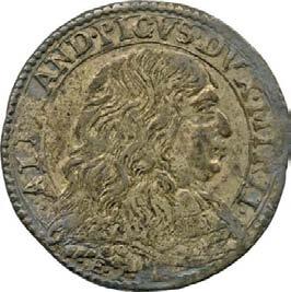 429. Lira, 1669 Argento g 6,83 mm 30,46 inv. SS-Col 594566 D/ (dal basso a s.) ALEXAND PICVS DVX MIR II Busto drappeggiato e corazzato di Alessandro II Pico a d.