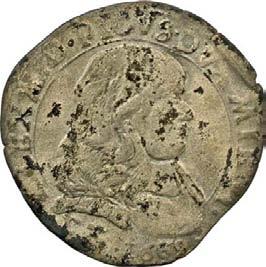 443. Cavallotto, 1669 Mistura g 1,91 mm 22,82 inv. SS-Col 594582 D/ (dal basso a s.) ALEXAD PICVS DVX MIR II Busto drappeggiato e corazzato di Alessandro II Pico a d.