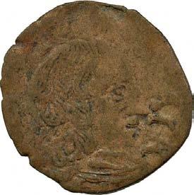 447. Mezzo denaro, 1637-1660 ca. Rame g 0,85 mm 15,73 inv.