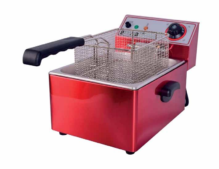 linea economica FSR ROSSE STAR LINE / economy line FSR RED STAR LINE Friggitrice elettrica Fornita di coperchio e cestello Telaio, vasca e cestello in acciaio inox Termostato EGO Electrict deep fryer