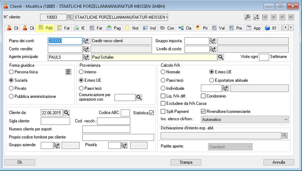 Clienti esteri sono contrassegnati nella provenienza come Estero UE o Paesi terzi Anche in questo caso non serve inserire il