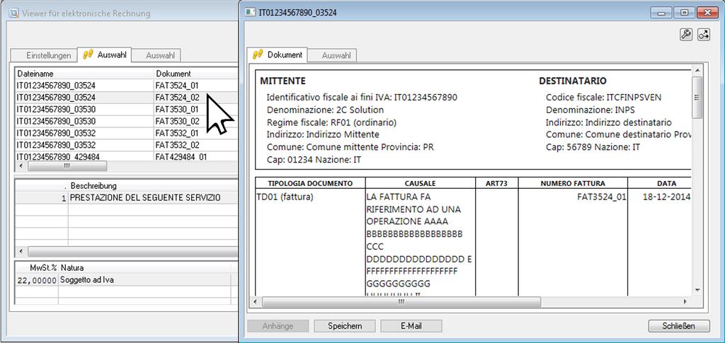 È possibile aprire entrambe le finestre una accanto all altra un clic sulla linea testata apre la fattura corrispondente.