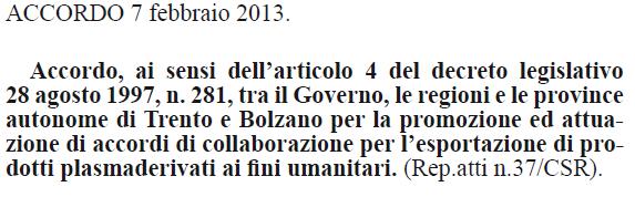 Normativa plasma 2012-16 ACCORDO 20 ottobre 2015