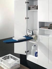 typical functions of a laundry space. Support boards, container modules, pulling trolleys, hidden clothes driers and ironing.