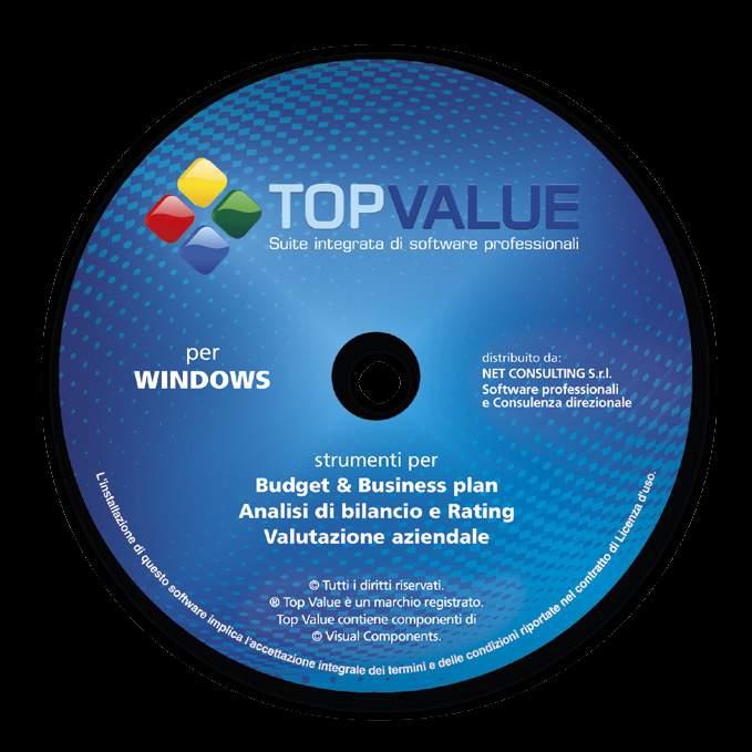 TOP VALUE - Budget & Business plan TOP VALUE - Analisi di bilancio e Rating creditizio TOP VALUE - Valutazione aziendale La Suite TOP VALUE è un innovativo strumento professionale composto da tre