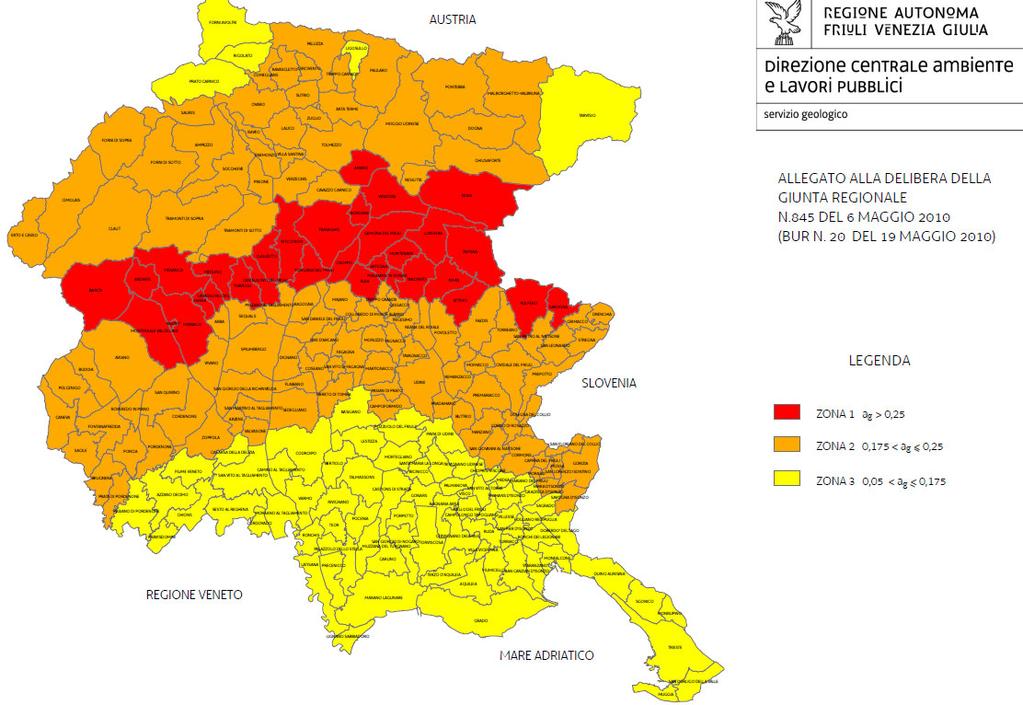 - 7 - Inquadramento sismico In base alla nuova normativa in campo sismico, il territorio comunale di Prata di Pordenone è inserito all interno nella Zona 2 (figura sottostante).